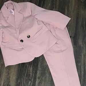 Toddler Double Breasted Pink Two Piece Suit